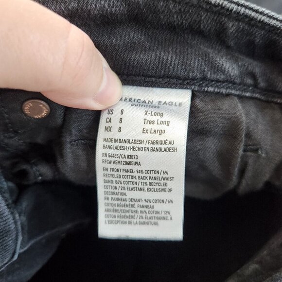 American Eagle Outfitters Strigid Mom Jean Black Distressed Jeans - Picture 5 of 9